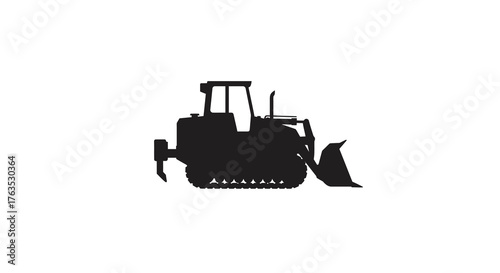 Silhouette of a heavy duty bulldozer on white background