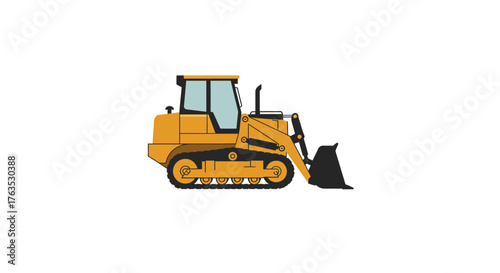 Bulldozer in flat design on white background