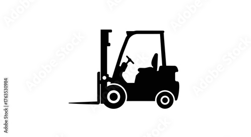 Silhouette of a forklift on white background for industrial design projects