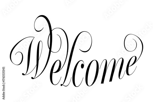 Welcome - 手書き風の筆記体で書いた、Welcome（ようこそ）の文字（カリグラフィー）
