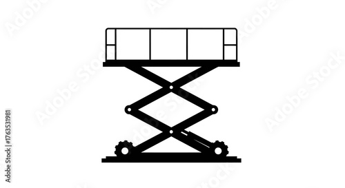 Silhouette of construction scissor lift on white background