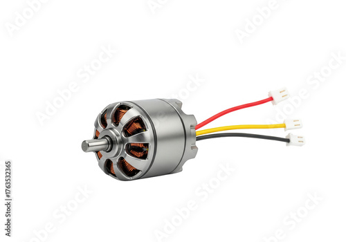 Brushless dc motor three wires isolated on transparent background