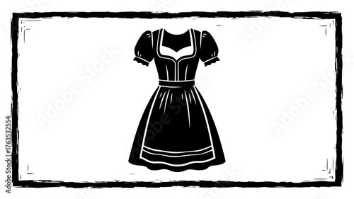 Traditional German dirndl dress vector icon. Bavarian national folk costume for Oktoberfest