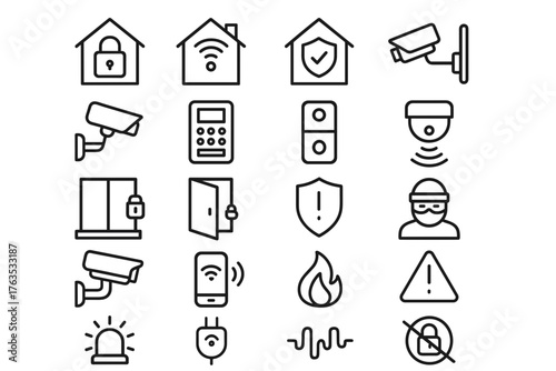 Set of security icons on a transparent background  