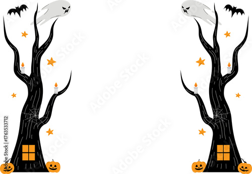 Spooky halloween frame border illustration