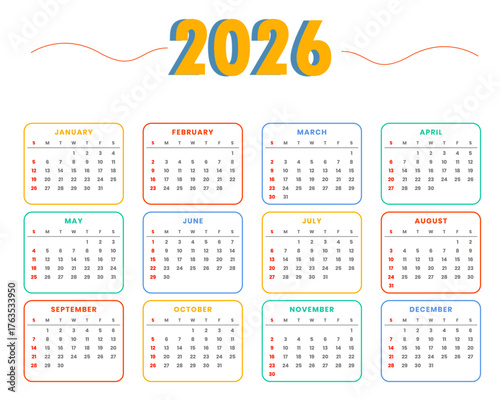 Modern 2026 calendar design with orange accents and clean layout for planning and organization