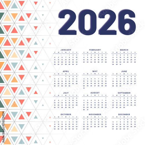 Modern 2026 calendar design with orange accents and clean layout for planning and organization