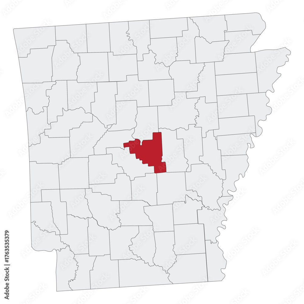 Fototapeta premium Arkansas state map with capital city Little Rock County.