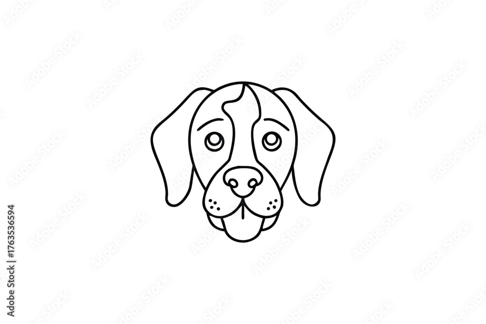 Fototapeta premium Simple line drawing of a beagle s head showcasing its distinctive features