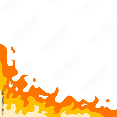 Fire flame border frame with burning corner illustration