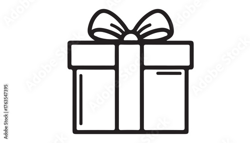 Simple line art icon of a wrapped gift box with a bow