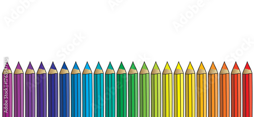 Pencils, rainbow color. Cartoon ball pen icon. Drawing hand pen streak sign for write taking notes, signature, question mark faq, letter or blog, Writing Icon. Painted ink pen. Pencil day,Teachers day