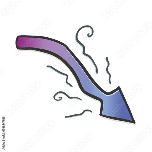 しょんぼり下降矢印_Expressive Arrows-Drooping Down