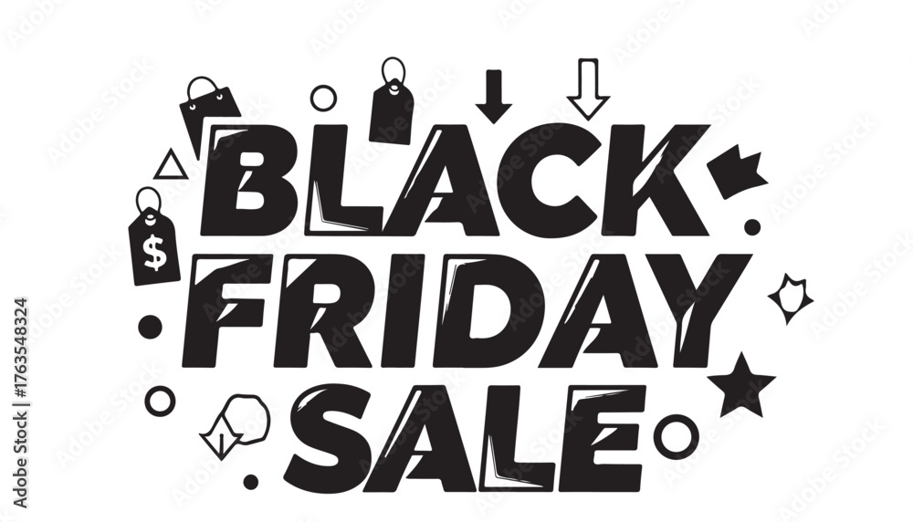 Obraz premium Black friday sale announcement with festive icons
