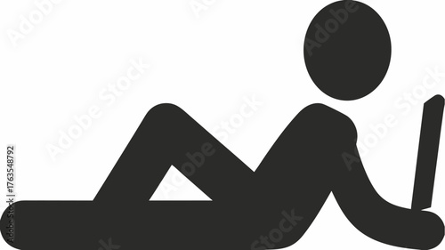 Relaxed worker using laptop, enjoying work from home lifestyle, promoting flexible work arrangements, remote job benefits and digital nomad freedom