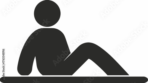 Relaxed person reclining peacefully on a flat surface, embodying calm and leisure in a simple, modern icon style