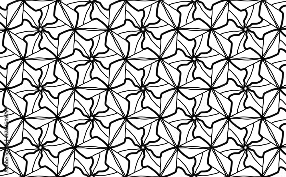 Fototapeta premium Seamless abstract pattern. black and white linear illustration for coloring. Vector coloring book for adult.