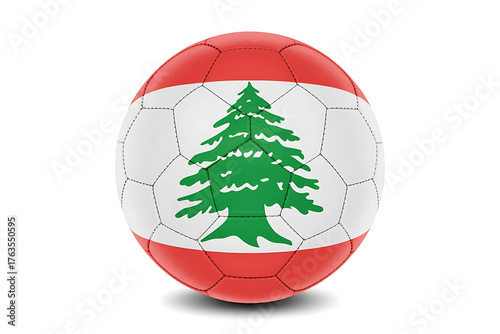 Lebanon�s flag design on a soccer ball, representing national pride and sport.