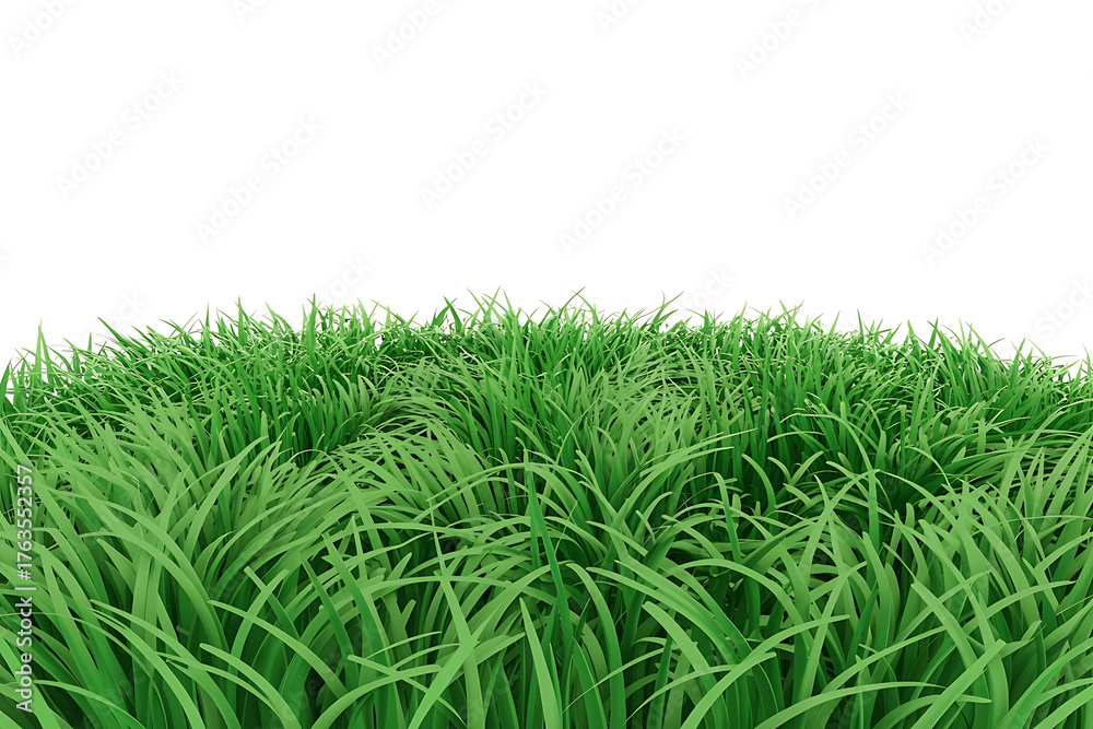 Obraz premium Vibrant green grass stretches along a gentle curve, against a bright, clean background.