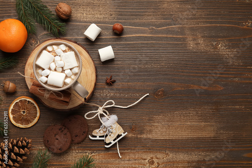 Cup of cocoa with treats an...