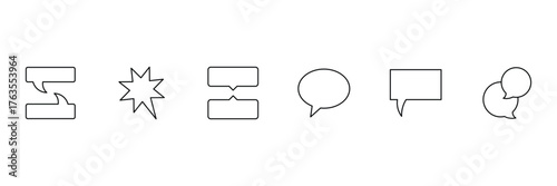 Popup bubble line icons. Ideal for modern communication, dialog popups, Speech bubble, speech balloon, chat bubble icons. Vector illustration.