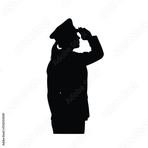 policewoman silhouette vector with white background