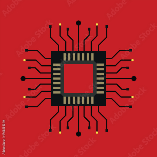 Technology Background with Microchip Circuit Texture Vector