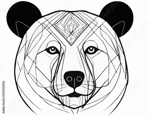 modern tribal tattoo bear, abstract line art, minimalist contour. Vector