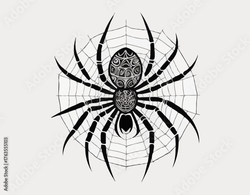 modern tribal tattoos of spider, tarantulas, abstract line art, and minimalist contour