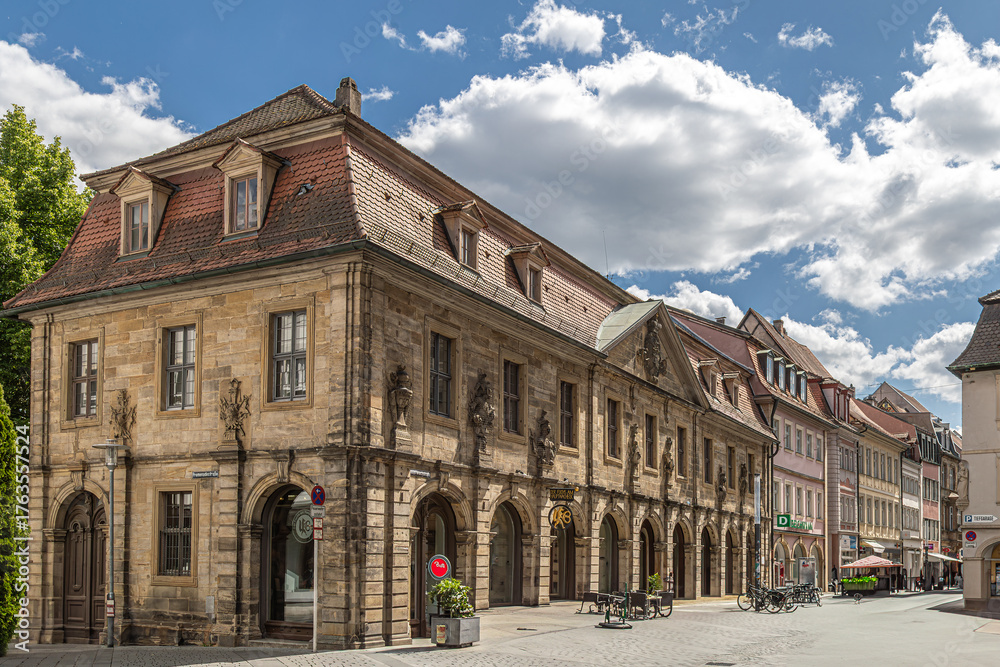 Fototapeta premium Historic building in the center of the old town, on the famous Hauptwachstraße Street, at number 31, Bamberg, Bavaria, Germany