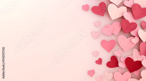 Pink paper hearts love background for romantic and Valentine’s Day design