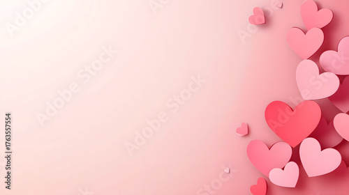 Pink paper hearts love background for romantic and Valentine’s Day design