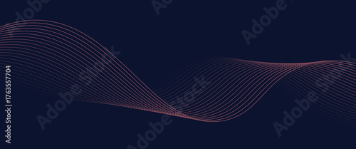 Abstract glowing wave lines on dark blue background. Dynamic wave pattern. Modern flowing wavy lines. Futuristic technology concept. Suit for banner, poster, cover, brochure, flyer, website
