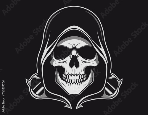 abstract reaper skull illustration t-shirt design, merchandise, stikers, totebag,