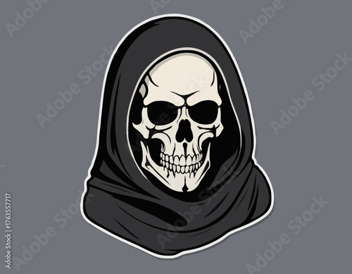 abstract reaper skull illustration t-shirt design, merchandise, stikers, totebag,