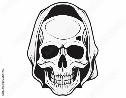 abstract reaper skull illustration t-shirt design, merchandise, stikers, totebag,