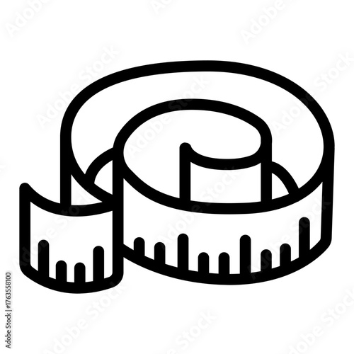 Ruler for measuring waist size line icon, sewing tools concept. Vector graphics. Tape ruler for width measure sign on white background, style icon mobile or web design.