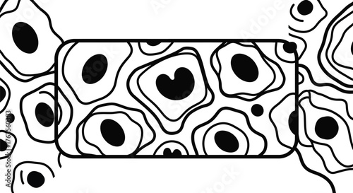 Black and white cell vector illustration biology background