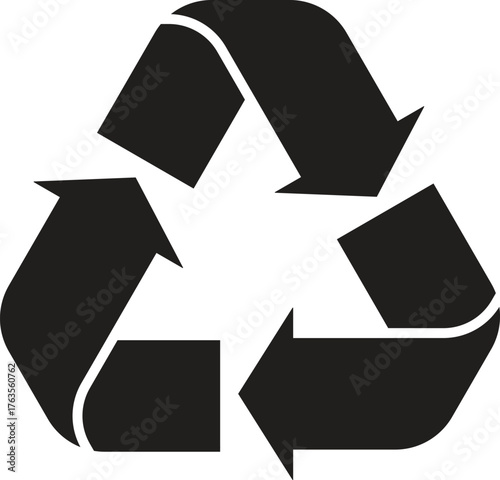 Recycling Symbol Vector – Black Triangular Arrows for Eco-Friendly and Sustainable Concepts
