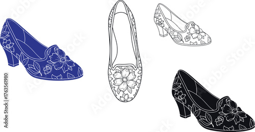 Floral pattern heel shoes vector illustration design art work