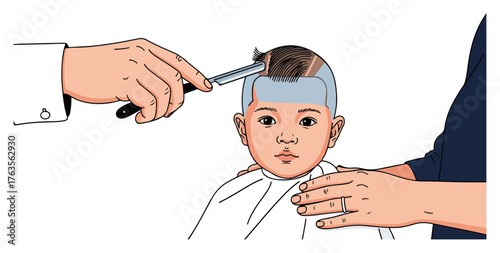 Schilderij op canvas Mundan Sanskar Ceremony Vector Illustration