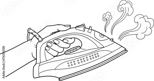 Ironing with steam blue iron appliance home laundry household
