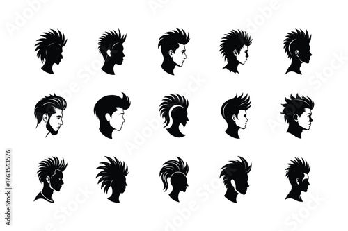 Men's Hairstyles Profile Icon Set