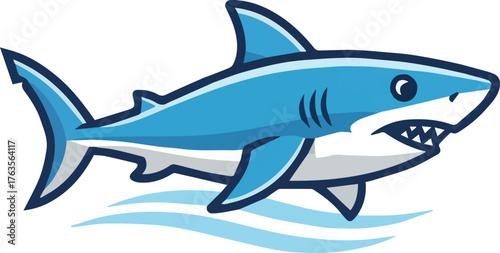 Blue Shark Illustration A Cartoon Representation of a Marine Predator in the Ocean