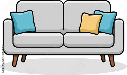 Cozy Living Room Stylish Sofa with Colorful Cushions for Comfort and Relaxation