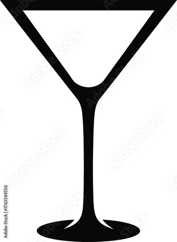 Black Martini Cocktail Glass Vector Icon Glyph Design Element Bar Drink Symbol Silhouette