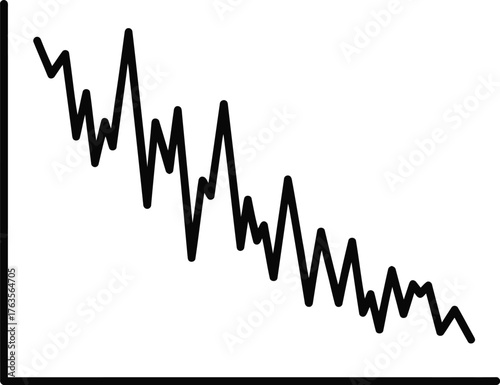 Volatile Line Chart Showing Sharp Decline Downward Trend Icon Vector Graphic