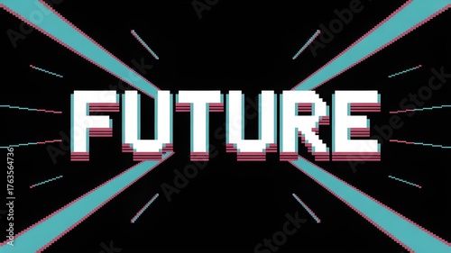 Glowing “Future” text. Modern, futuristic, and bold design perfect for technology, innovation, sci-fi themes, or inspirational digital graphics.