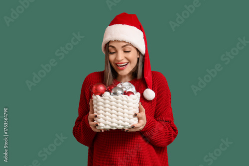 Beautiful woman in Santa ha...