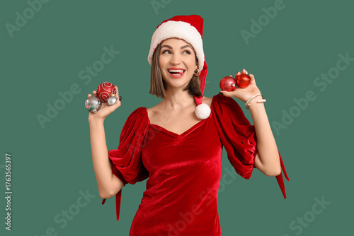 Beautiful woman in Santa ha...